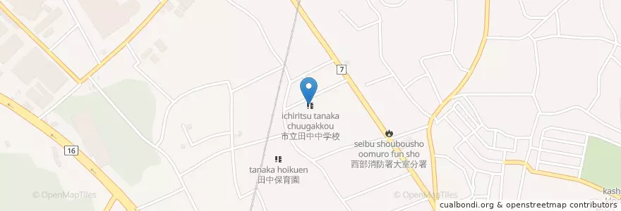 Mapa de ubicacion de 市立田中中学校 en 日本, 千葉県, 柏市.