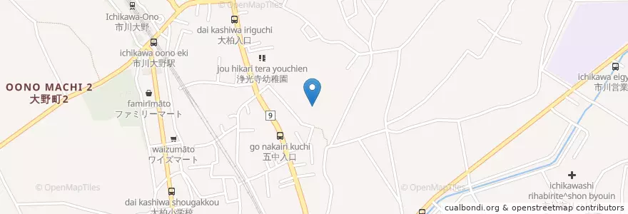Mapa de ubicacion de 市川市立第五中学校 en Japón, Prefectura De Chiba, 市川市.