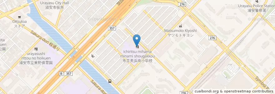 Mapa de ubicacion de 市立美浜南小学校 en 日本, 千葉県, 浦安市.