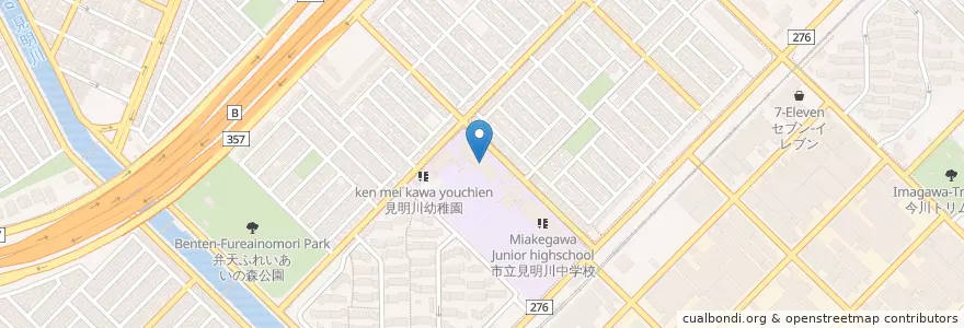 Mapa de ubicacion de 市立見明川小学校 en Japon, Préfecture De Chiba, 浦安市.