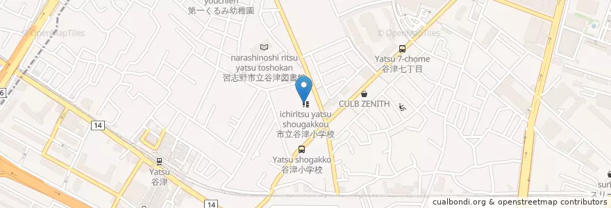 Mapa de ubicacion de 習志野市立谷津小学校 en 日本, 千葉県, 習志野市.