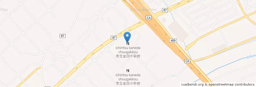 Mapa de ubicacion de 木更津市立金田中学校 en 日本, 千葉県, 木更津市.