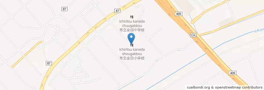 Mapa de ubicacion de 木更津市立金田小学校 en Japan, 千葉県, 木更津市.