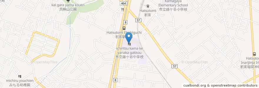 Mapa de ubicacion de 市立鎌ケ谷中学校 en Japón, Prefectura De Chiba, 鎌ケ谷市.