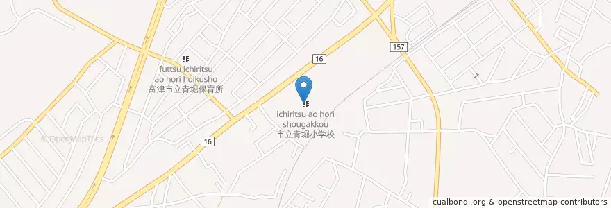 Mapa de ubicacion de 富津市立青堀小学校 en 日本, 千葉県, 富津市.