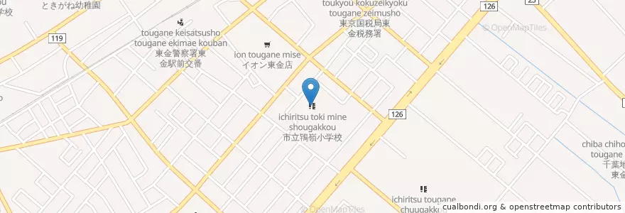 Mapa de ubicacion de 市立鴇嶺小学校 en 日本, 千葉県, 東金市.