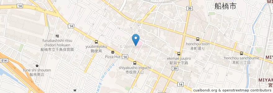 Mapa de ubicacion de 板倉病院 en اليابان, 千葉県, 船橋市.