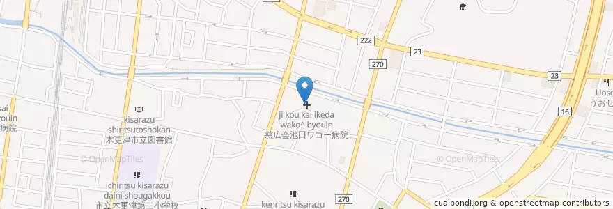 Mapa de ubicacion de 慈広会池田ワコー病院 en اليابان, 千葉県, 木更津市.
