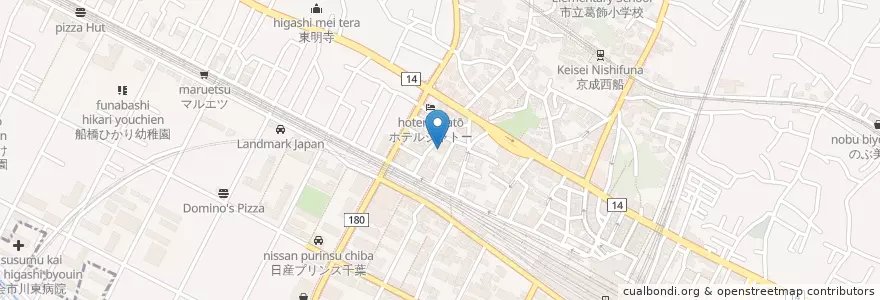 Mapa de ubicacion de 山口病院 en Japan, Präfektur Chiba, 船橋市.