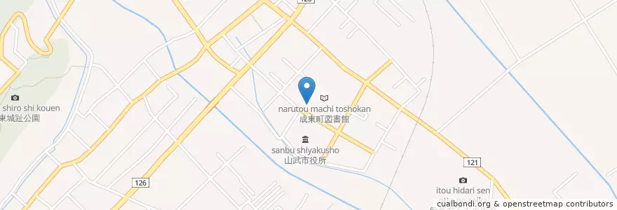 Mapa de ubicacion de 成東図書館 en 日本, 千葉県, 山武市.