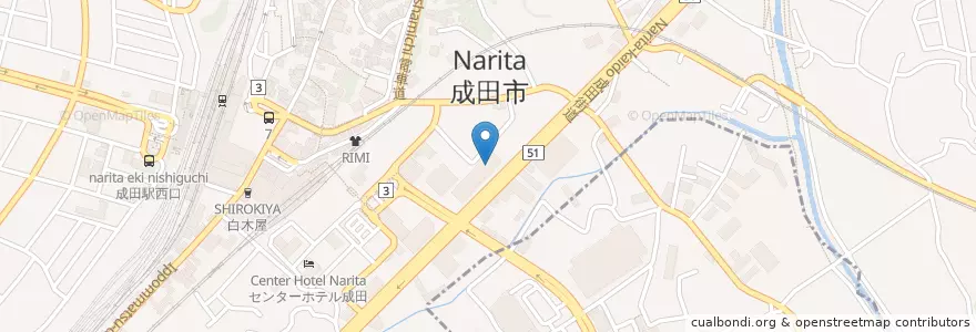 Mapa de ubicacion de 成田市消防本部 en Jepun, 千葉県, 成田市.