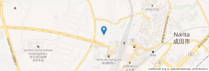 Mapa de ubicacion de 成田西口郵便局 en Japon, Préfecture De Chiba, 成田市.