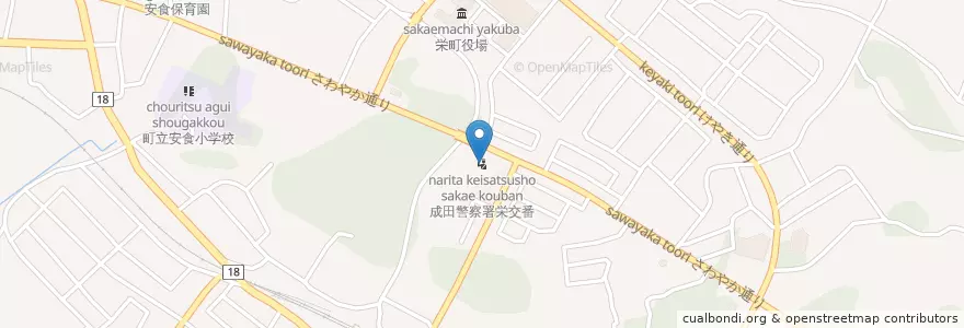 Mapa de ubicacion de 成田警察署栄交番 en Japon, Préfecture De Chiba, 印旛郡, 栄町.
