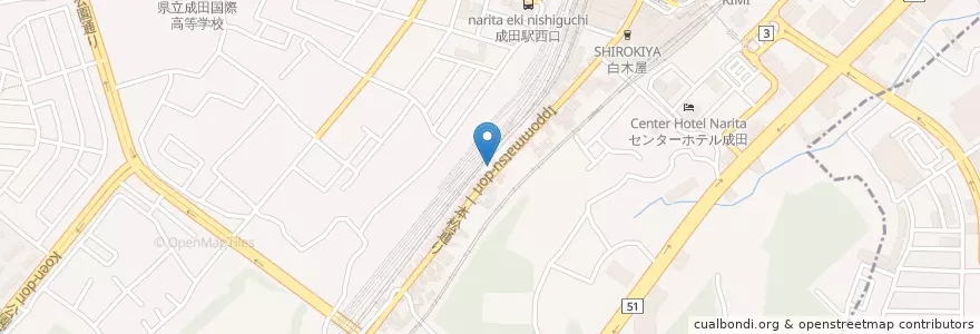 Mapa de ubicacion de 成田駅前郵便局 en Japan, Präfektur Chiba, 成田市.