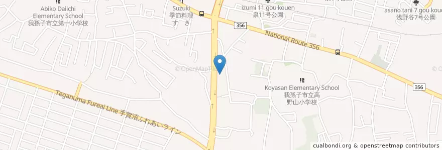 Mapa de ubicacion de 我孫子東邦病院 en Japan, 千葉県, 我孫子市.