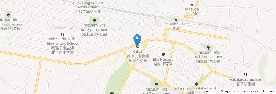 Mapa de ubicacion de 我孫子警察署湖北台交番 en Japón, Prefectura De Chiba, 我孫子市.