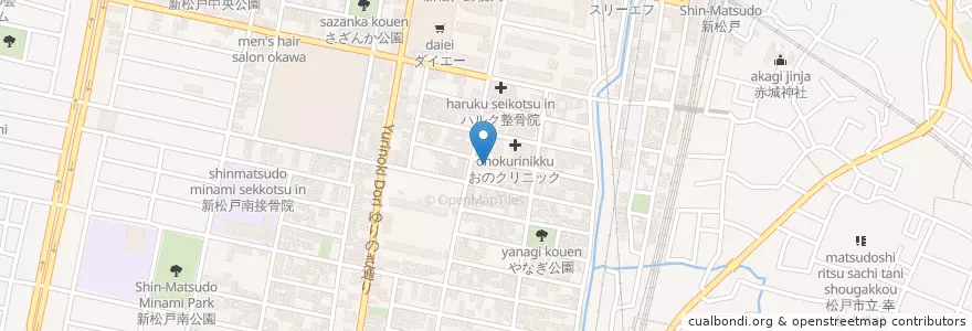 Mapa de ubicacion de 新松戸幼稚園 en Japonya, 千葉県, 松戸市.