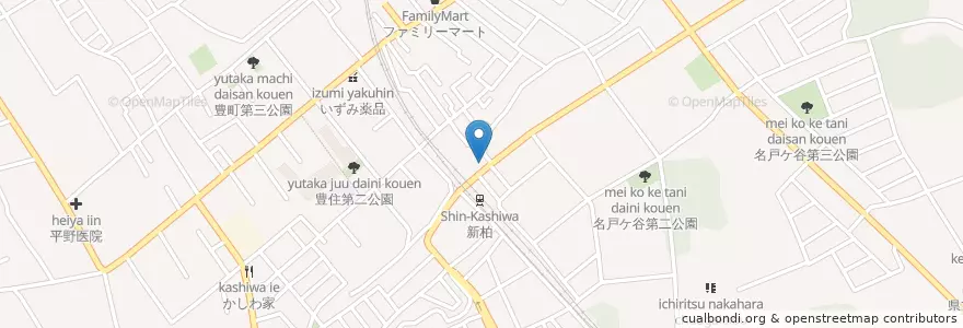 Mapa de ubicacion de 新柏駅前郵便局 en Japan, Präfektur Chiba, 柏市.