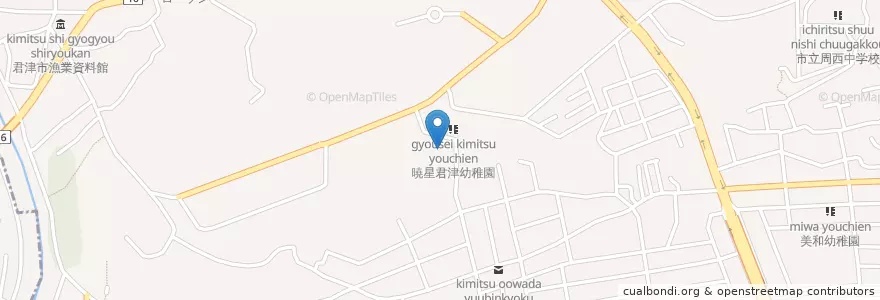 Mapa de ubicacion de 暁星君津幼稚園 en اليابان, 千葉県, 君津市.