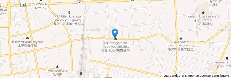 Mapa de ubicacion de 木更津大和町郵便局 en Japão, 千葉県, 木更津市.