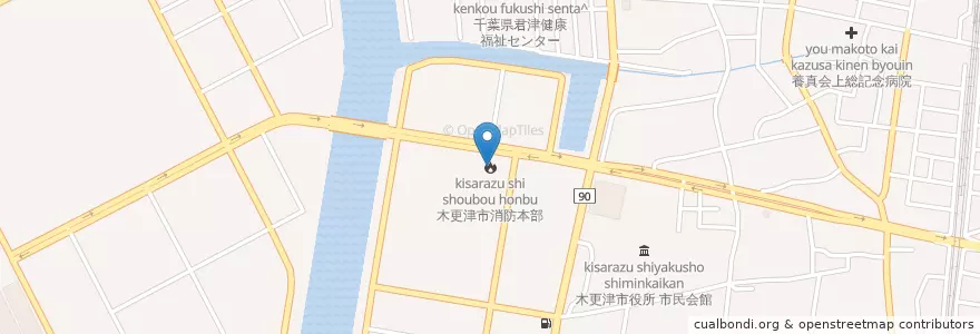 Mapa de ubicacion de 木更津市消防署 en اليابان, 千葉県, 木更津市.
