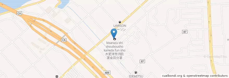 Mapa de ubicacion de 木更津市消防署金田分署 en 日本, 千葉県, 木更津市.