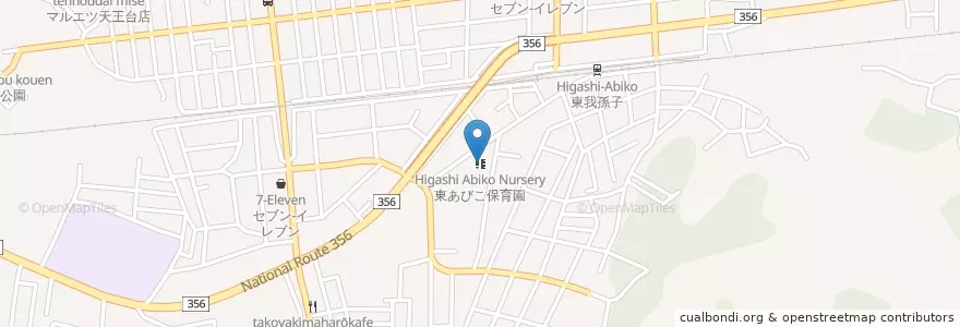 Mapa de ubicacion de 東あびこ保育園 en Japonya, 千葉県, 我孫子市.