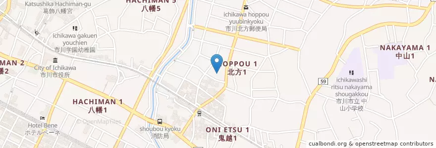 Mapa de ubicacion de 東京国税局市川税務署 en 일본, 지바현, 市川市.
