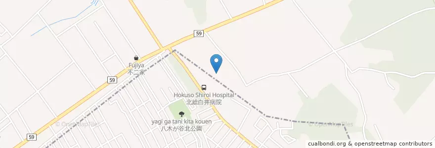 Mapa de ubicacion de 東光会北総白井病院 en اليابان, 千葉県, 白井市.