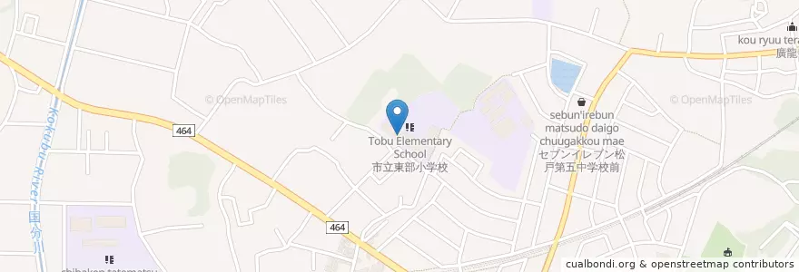Mapa de ubicacion de 東部小附属幼稚園(休園中) en اليابان, 千葉県, 松戸市.