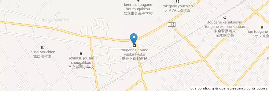 Mapa de ubicacion de 東金上宿郵便局 en Japón, Prefectura De Chiba, 東金市.