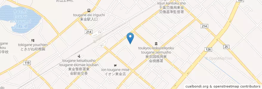 Mapa de ubicacion de 東金市役所 en Japan, 千葉県, 東金市.