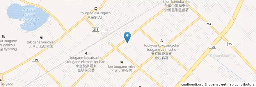 Mapa de ubicacion de 東金市立東金図書館 en اليابان, 千葉県, 東金市.