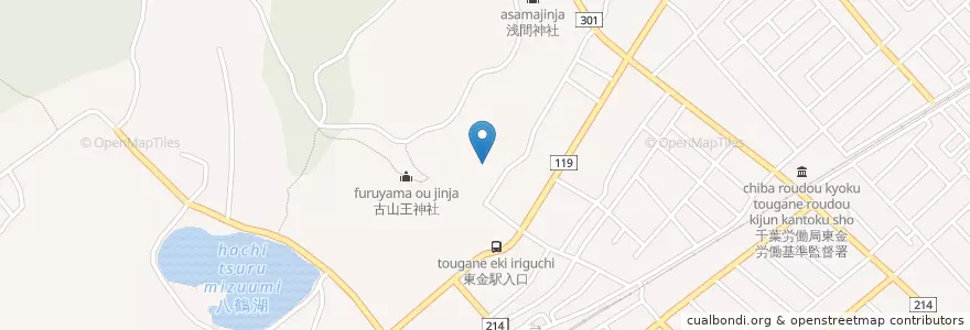 Mapa de ubicacion de 東金幼稚園 en Japonya, 千葉県, 東金市.