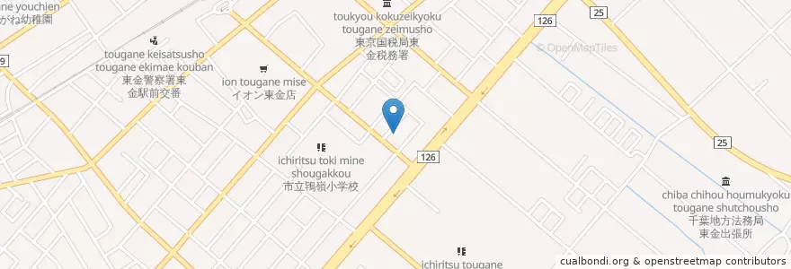 Mapa de ubicacion de 東金郵便局 en Japon, Préfecture De Chiba, 東金市.
