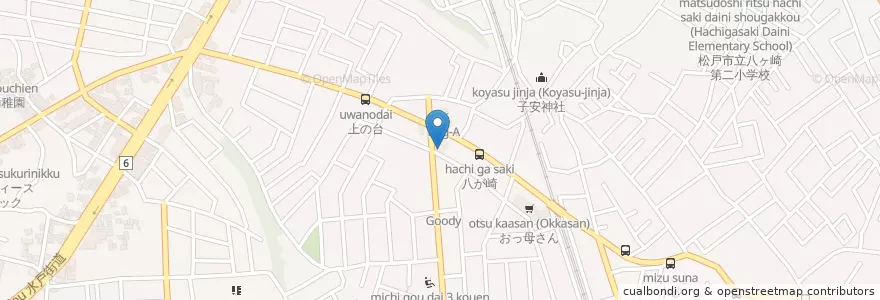 Mapa de ubicacion de 松戸八ヶ崎郵便局 en Japan, Chiba Prefecture, Matsudo.