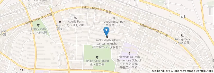 Mapa de ubicacion de 松戸市立パンダ保育所 en Япония, Тиба, 松戸市.