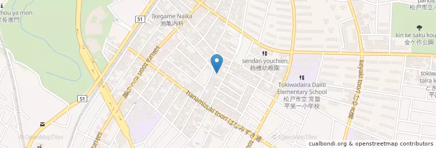 Mapa de ubicacion de 松戸市立常盤平保育所 en 日本, 千葉県, 松戸市.