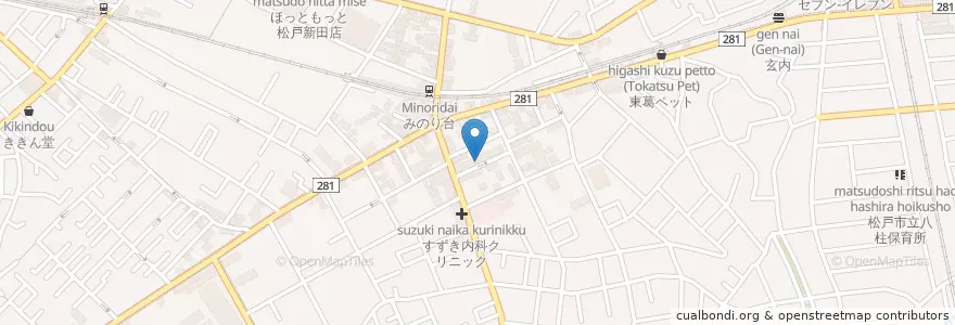 Mapa de ubicacion de 松戸稔台郵便局 en Japão, 千葉県, 松戸市.