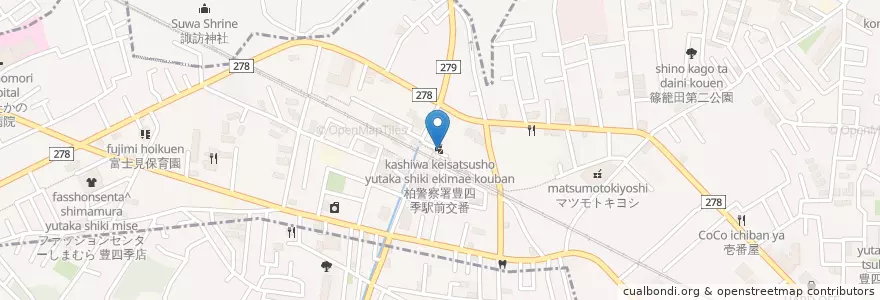 Mapa de ubicacion de 柏警察署豊四季駅前交番 en Japan, Chiba Prefecture, Kashiwa.