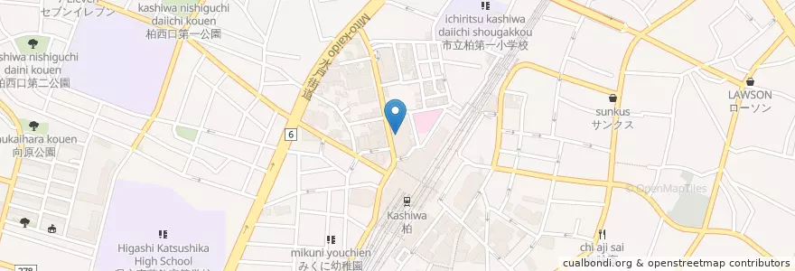 Mapa de ubicacion de 柏高島屋郵便局 en Japan, 千葉県, 柏市.