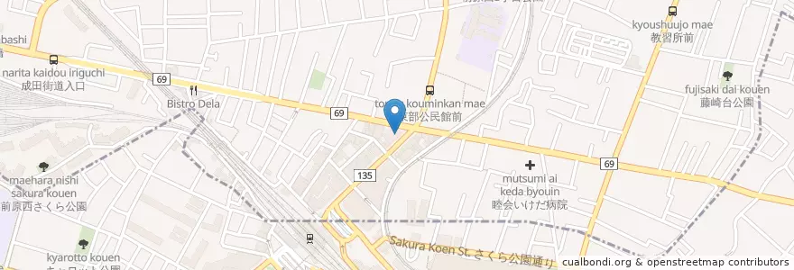 Mapa de ubicacion de 津田沼郵便局 en Japon, Préfecture De Chiba, 習志野市.