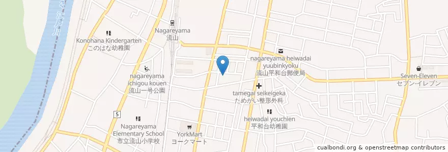 Mapa de ubicacion de 流山市立平和台保育所 en Giappone, Prefettura Di Chiba, 流山市.