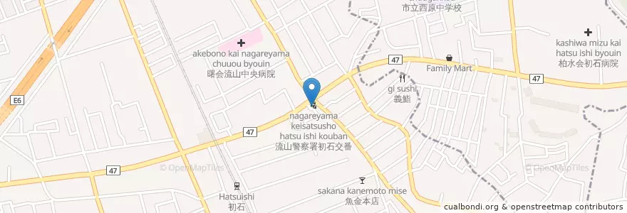 Mapa de ubicacion de 流山警察署初石交番 en اليابان, 千葉県, 流山市.