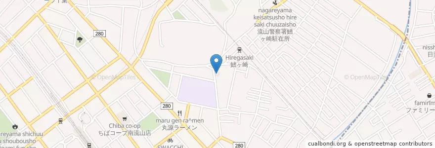 Mapa de ubicacion de 流山鰭ヶ崎郵便局 en Japon, Préfecture De Chiba, 松戸市, 流山市.