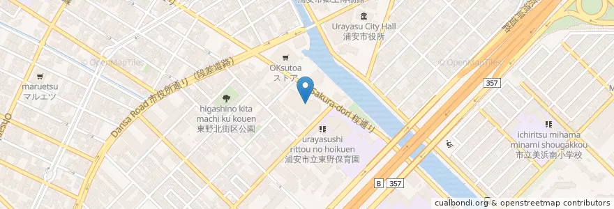 Mapa de ubicacion de 浦安郵便局 en Japan, Präfektur Chiba, 浦安市.