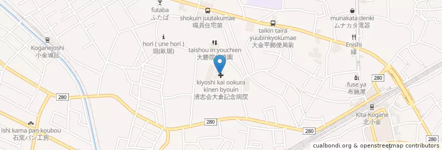 Mapa de ubicacion de 清志会大倉記念病院 en 日本, 千葉県, 松戸市.