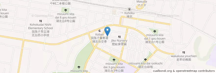 Mapa de ubicacion de 湖北台保育園 en Japan, 千葉県, 我孫子市.