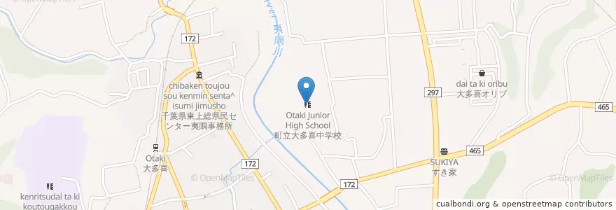 Mapa de ubicacion de 大多喜町立大多喜中学校 en Japan, 千葉県, 夷隅郡, 大多喜町.