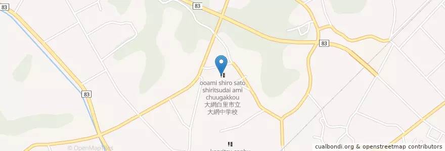 Mapa de ubicacion de 大網白里市立大網中学校 en اليابان, 千葉県, 大網白里市.